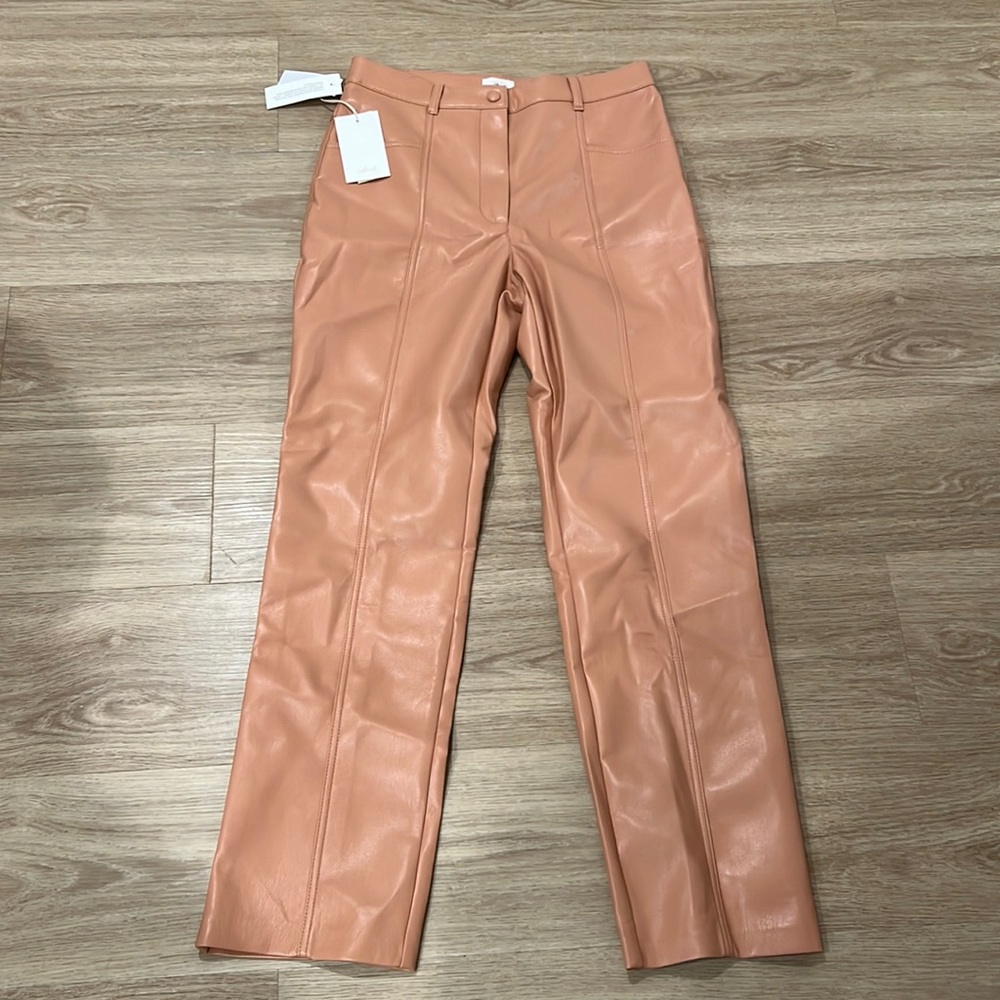 Aritzia wilfred vegan leather pants new rebel size 8 in soft terracotta